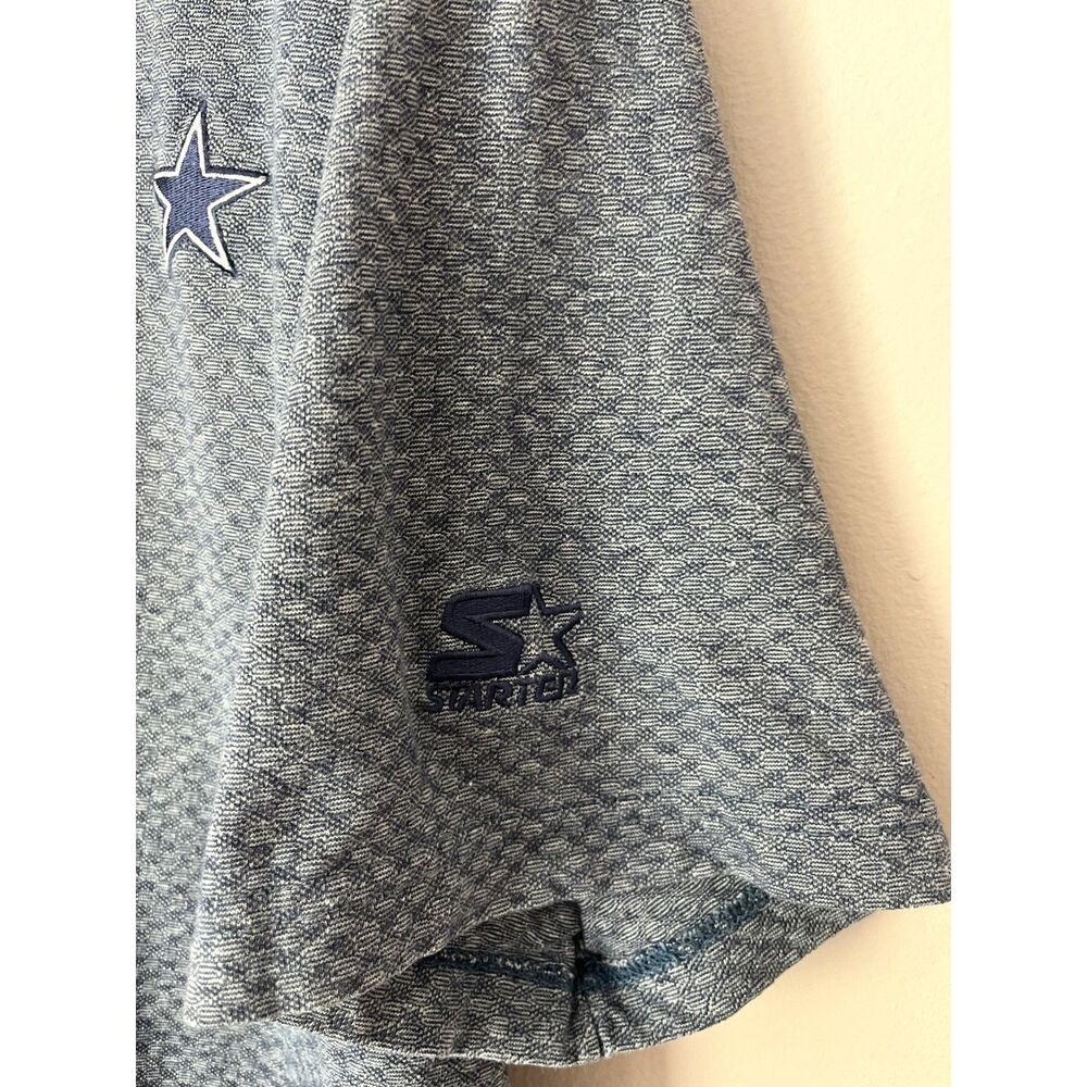 Vtg Dallas Cowboys Mens Polo Shirt Navy Blue Large NFL Football Starter Pro Line - Picture 7 of 13